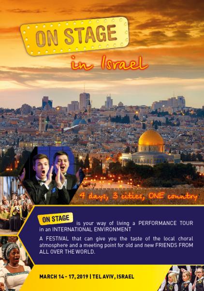Last minute offer for be ON STAGE in ISRAEL 14-17 march 2019