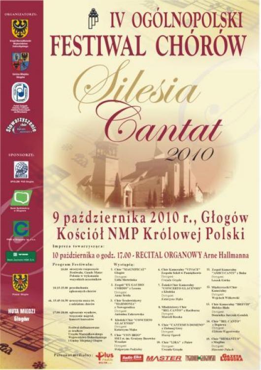 IV Ogólnopolski Festiwal Chórów SILESIA CANTAT, Głogów 2010 - PROGRAM FESTIWALU