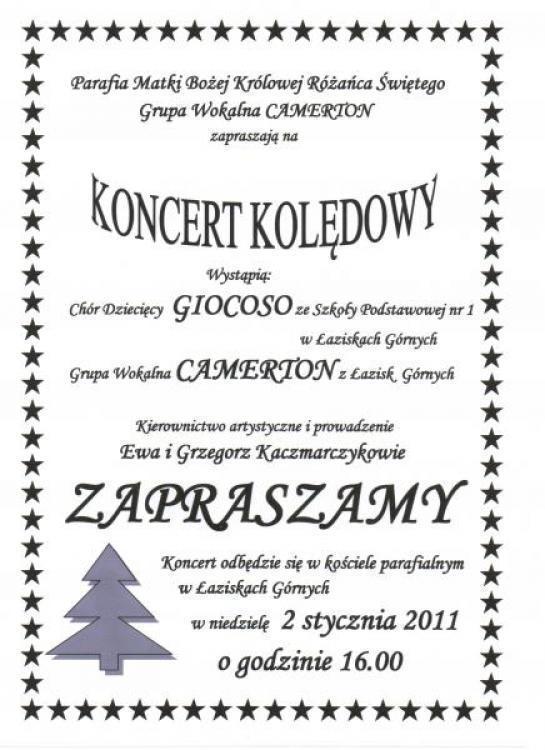 koncert kolęd w Łaziskach Górnych