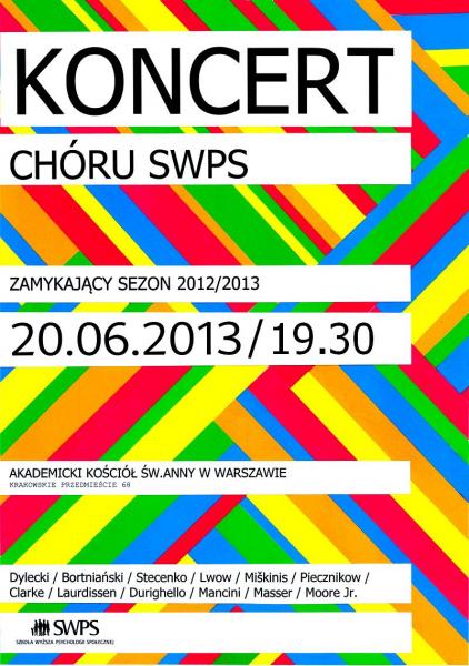♪♫  Koncert CHÓRU SWPS zamykający sezon 2012/2013