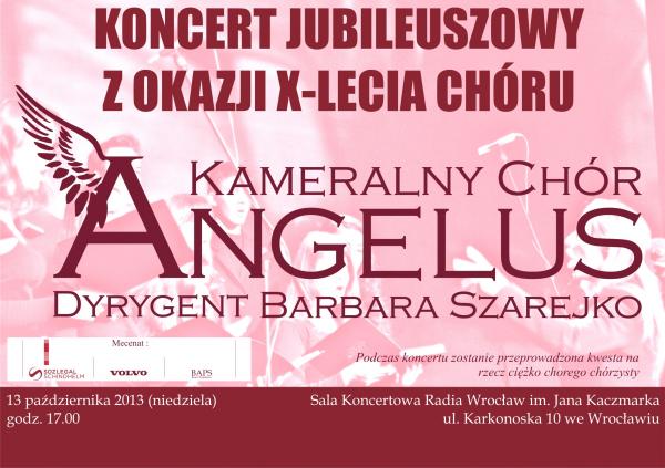 Koncert jubileuszowy wrocławskiego Kameralnego Chóru Angelus
