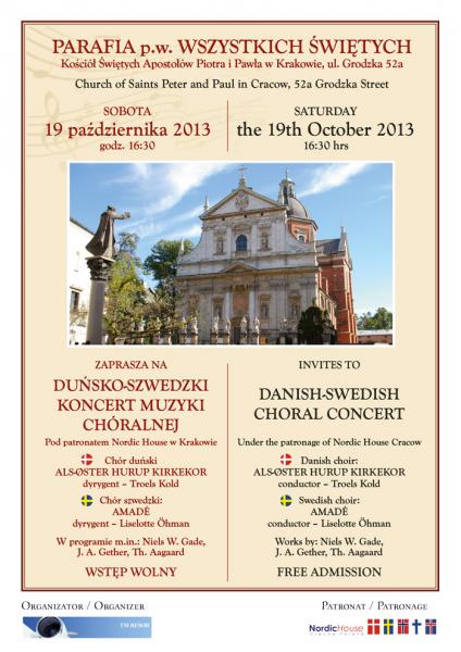 Duńsko-szwedzki koncert muzyki chóralnej u Wszystkich Świętych w Krakowie.
