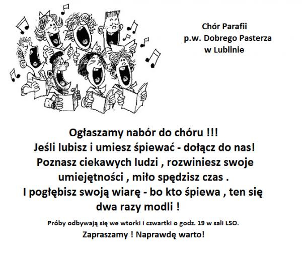 Chór Parafii Dobrego Pasterza w Lublinie ogłasza nabór!!!