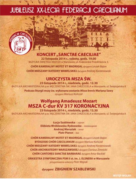 Jubileusz XX-lecia Federacji Caecilianum - koncerty jubileuszowe 