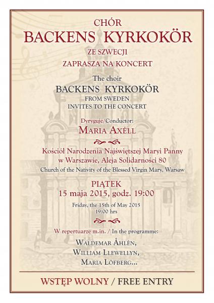 Koncert chóru mieszanego ze Szwecji w warszawskim Kościele 