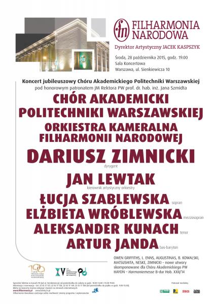 Koncert jubileuszowy z okazji 15-lecia Chóru Akademickiego Politechniki Warszawskiej