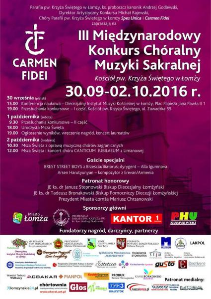 III Międzynarodowy Festiwal Muzyki Sakralnej CARMEN FIDEI w Łomży