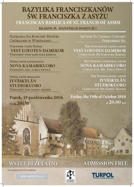 Skandynawski koncert chóralny w Bazylice Franciszkańskiej św. Franciszka z Asyżu w Krakowie