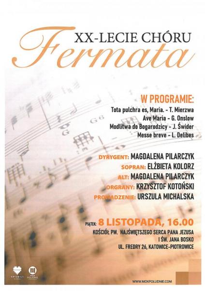 Zaproszenie na koncert z okazji XX-lecia Chóru FERMATA