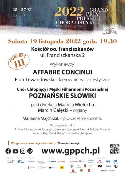 Koncert towarzyszący GPPCh 2022 - Affabre Concinui i Poznańskie Słowiki